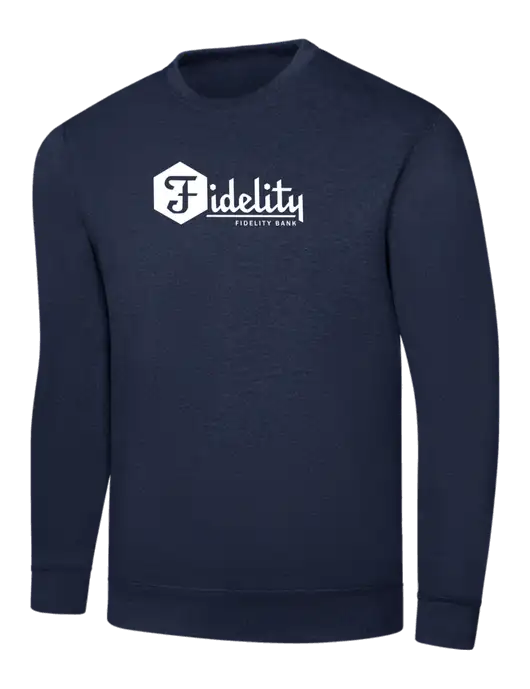 Navy 7.8 oz Ring Spun Crew Sweatshirt w/Fidelity Bank Logo