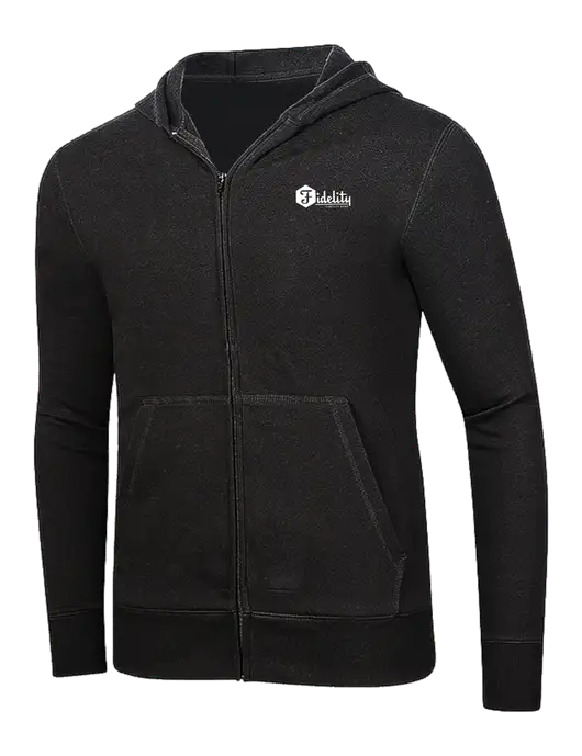 Full-Zip Black Heavyweight Hooded Sweatshirt w/Fidelity Bank Logo