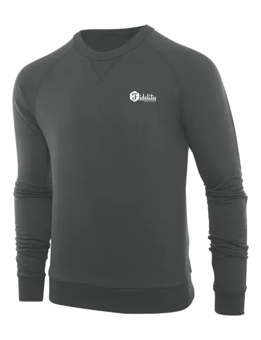Allmade Charcoal Grey Organic French Terry Crewneck Sweatshirt w/Fidelity Bank Logo