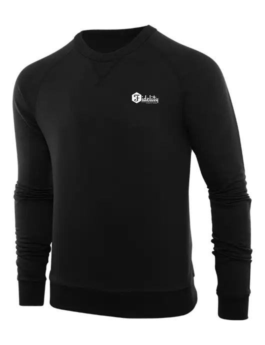 Allmade Deep Black Organic French Terry Crewneck Sweatshirt w/Fidelity Bank Logo