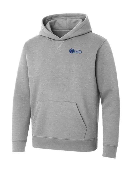 Allmade Granite Grey Heather Organic French Terry Pullover Hoodie w/Fidelity Bank Logo