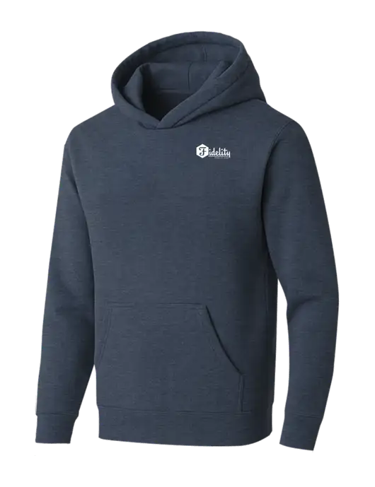 BELLA+CANVAS Heather Navy Sponge Fleece Pullover Hoodie w/Fidelity Bank Logo
