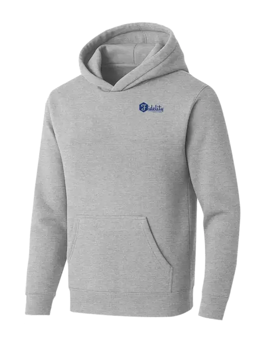 BELLA+CANVAS Light Grey Heather Sponge Fleece Pullover Hoodie w/Fidelity Bank Logo