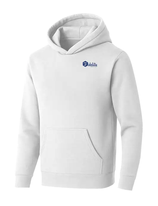 BELLA+CANVAS Heathered White Sponge Fleece Pullover Hoodie w/Fidelity Bank Logo