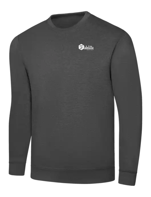 Charcoal 7.8 oz Ring Spun Crew Sweatshirt w/Fidelity Bank Logo