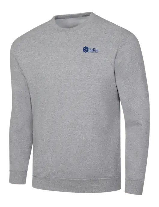 Light Grey Heather 7.8 oz Ring Spun Crew Sweatshirt w/Fidelity Bank Logo