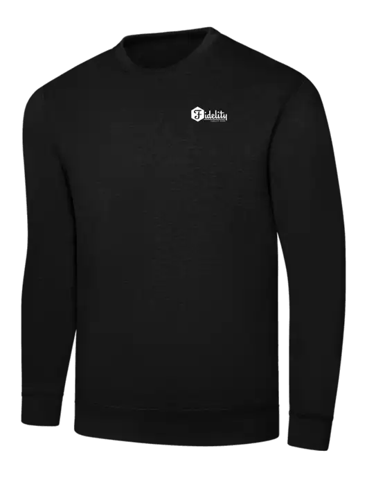 Black 7.8 oz Ring Spun Crew Sweatshirt w/Fidelity Bank Logo