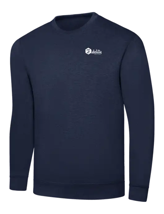 Navy 7.8 oz Ring Spun Crew Sweatshirt w/Fidelity Bank Logo
