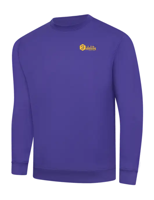 Purple 9 oz 50/50 Cotton/Poly Crew Sweatshirt w/Fidelity Bank Logo