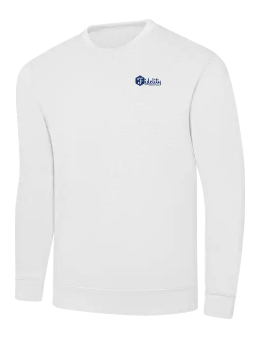 White 7.8 oz Ring Spun Crew Sweatshirt w/Fidelity Bank Logo