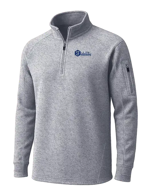 Grey Heather Tech Fleece 1/4 Zip Pullover w/Fidelity Bank Logo