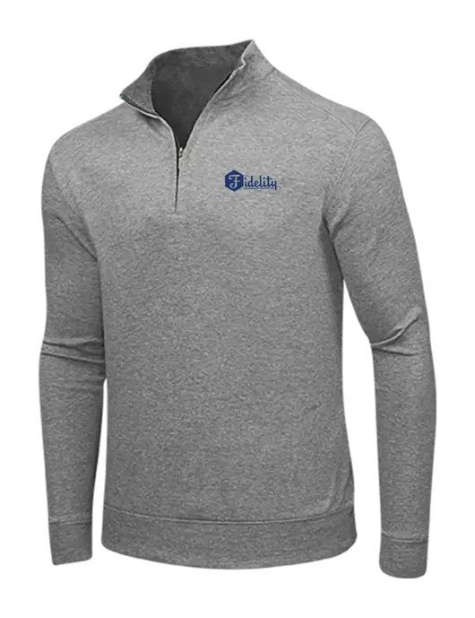 Medium Heather Grey/Charcoal Heather Interlock 1/4 Zip w/Fidelity Bank Logo
