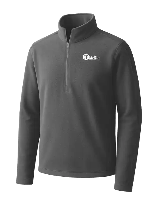 Medium Grey Microfleece 1/2 Zip Pullover w/Fidelity Bank Logo