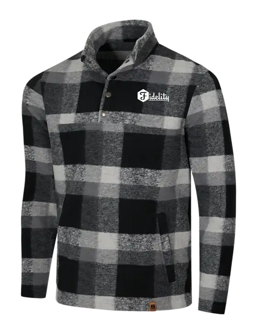 Russell Outdoors Black/White Plaid Basin Snap Pullover w/Fidelity Bank Logo