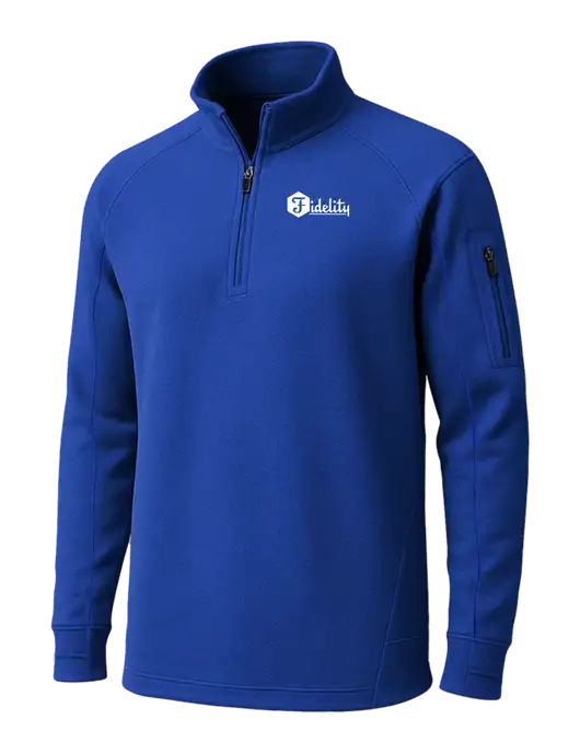 True Royal Tech Fleece 1/4 Zip Pullover w/Fidelity Bank Logo