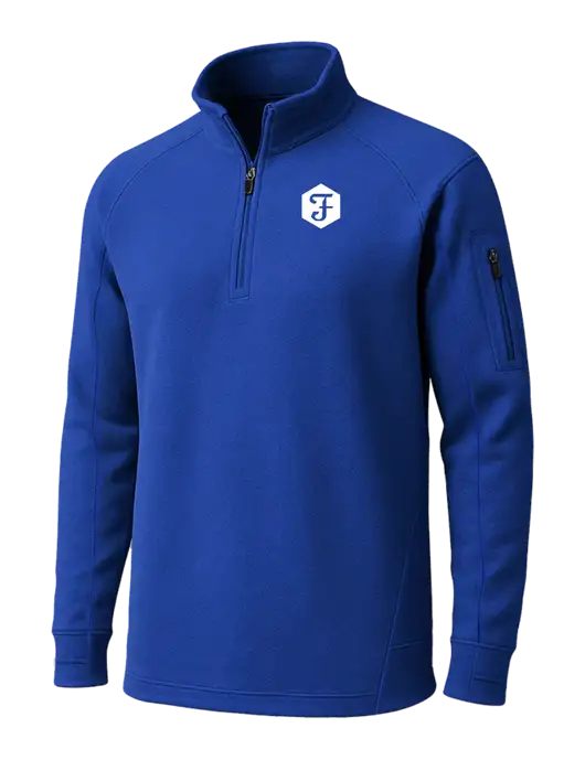 True Royal Tech Fleece 1/4 Zip Pullover w/Fidelity Bank Logo