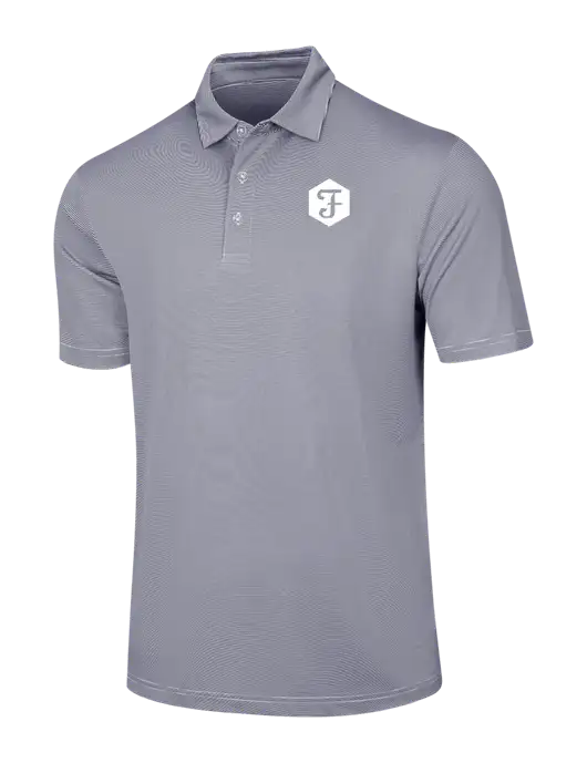 Callaway Navy Fine Line Stripe Polo w/Fidelity Bank Logo