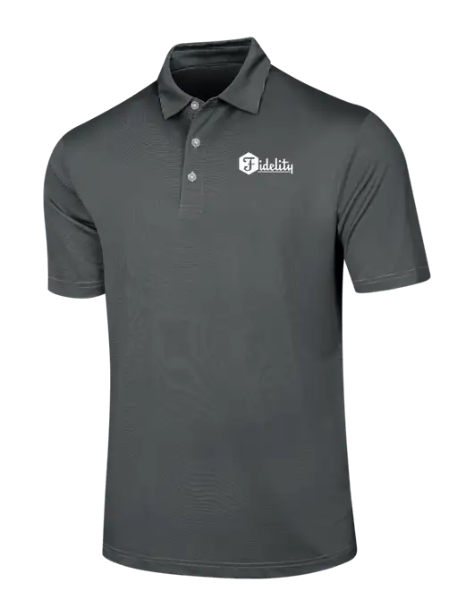 Callaway Black Fine Line Stripe Polo w/Fidelity Bank Logo