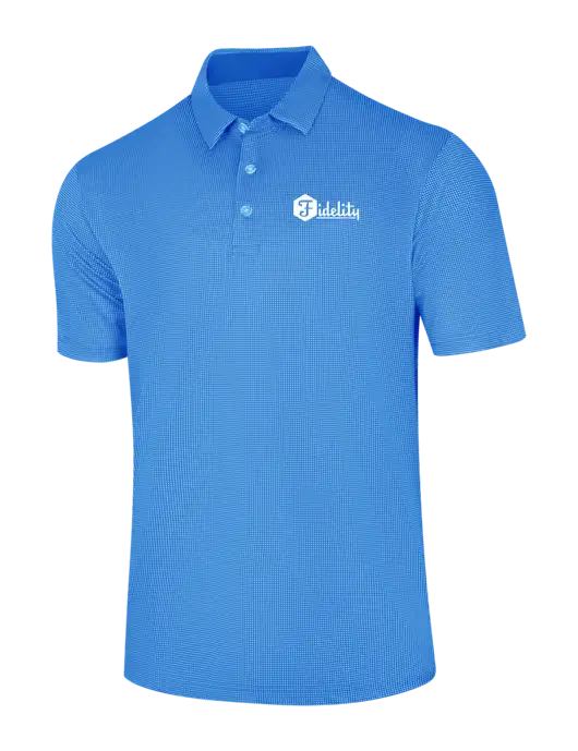 Callaway Carolina Blue Fashion Gingham Polo w/Fidelity Bank Logo