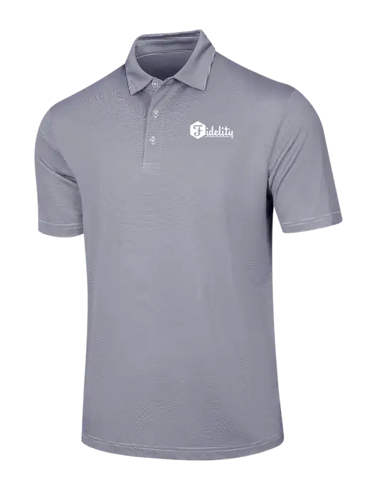 Callaway Navy Fine Line Stripe Polo w/Fidelity Bank Logo