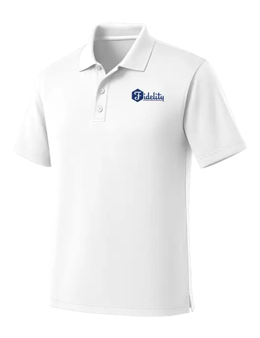 White Dry Zone UV Micro Mesh Polo w/Fidelity Bank Logo