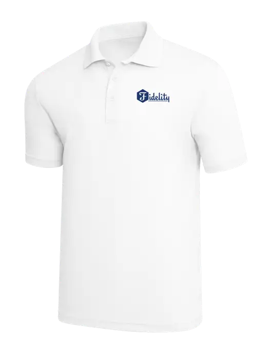 White PosiCharge RacerMesh Polo w/Fidelity Bank Logo