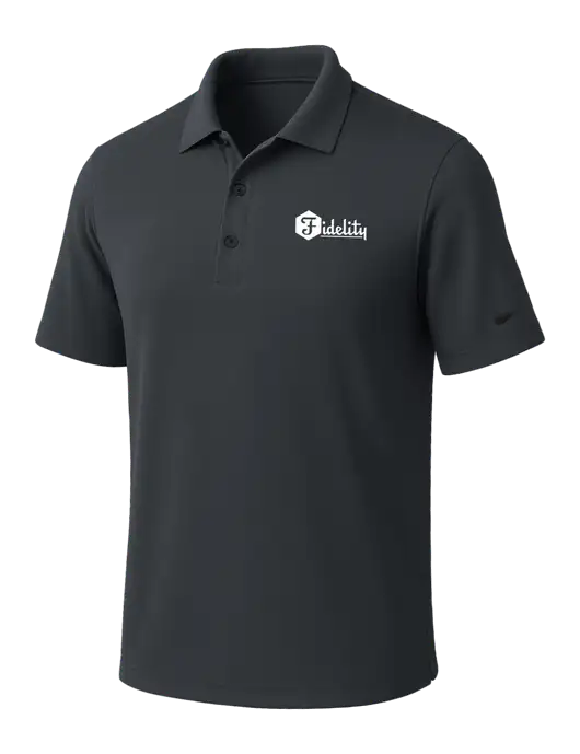 NIKE Dark Grey Dri-Fit Micro Pique Polo w/Fidelity Bank Logo