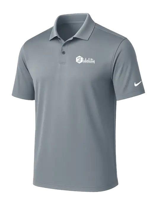 NIKE Medium Grey Victory Solid Polo w/Fidelity Bank Logo