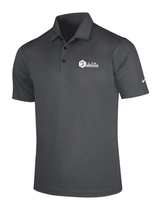 NIKE Dark Grey Dri-Fit Vertical Mesh Polo w/Fidelity Bank Logo