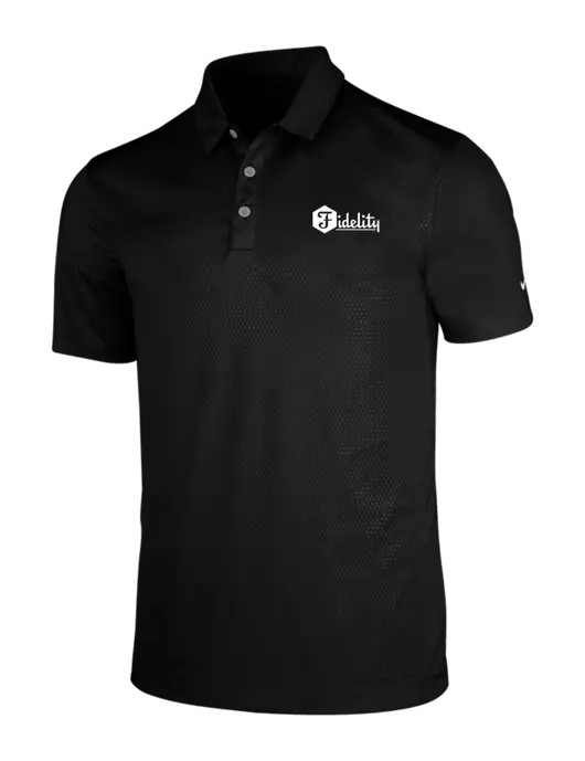 NIKE Black Dri-Fit Embossed Tri-Blade Polo w/Fidelity Bank Logo