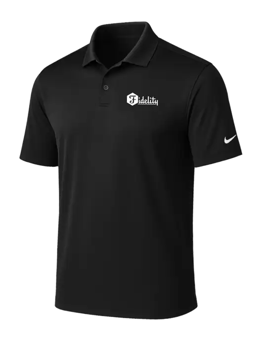 NIKE Black Victory Solid Polo w/Fidelity Bank Logo