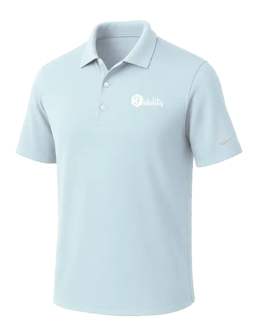 NIKE Very Light Blue Dri-Fit Micro Pique Polo w/Fidelity Bank Logo