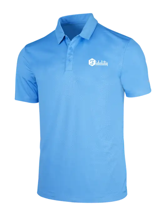 NIKE Light Royal Blue Dri-Fit Embossed Tri-Blade Polo w/Fidelity Bank Logo