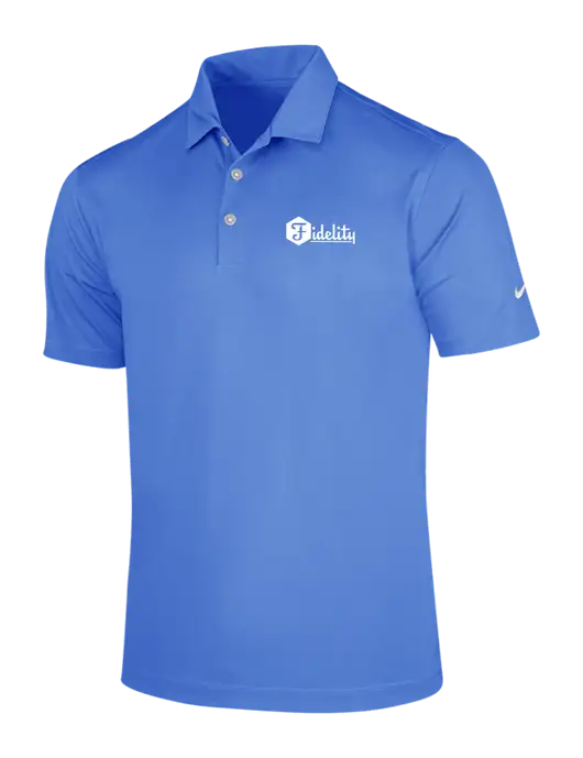 NIKE Light Royal Blue Dri-Fit Vertical Mesh Polo w/Fidelity Bank Logo