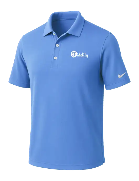 NIKE Carolina Blue Dri-Fit Micro Pique Polo w/Fidelity Bank Logo