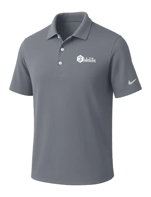 NIKE Medium Grey Dri-Fit Micro Pique Polo w/Fidelity Bank Logo