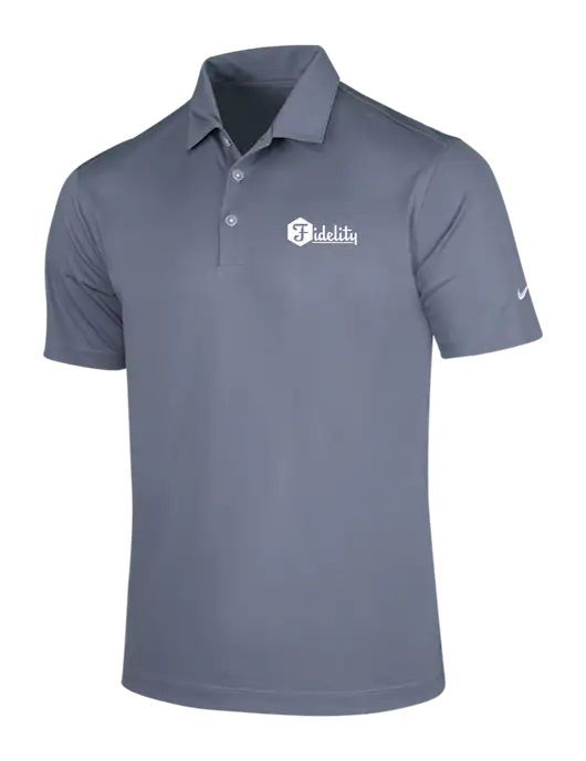NIKE Medium Grey Dri-Fit Vertical Mesh Polo w/Fidelity Bank Logo