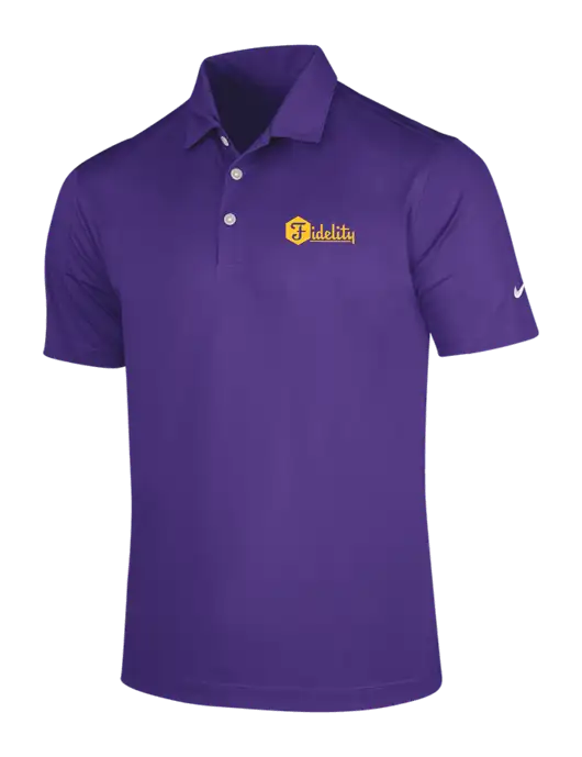 NIKE Purple Dri-Fit Vertical Mesh Polo w/Fidelity Bank Logo