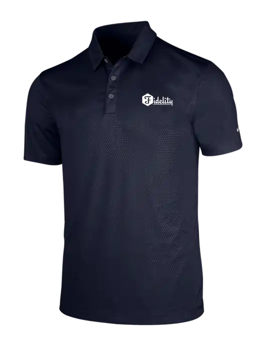 NIKE Dark Navy Dri-Fit Embossed Tri-Blade Polo w/Fidelity Bank Logo