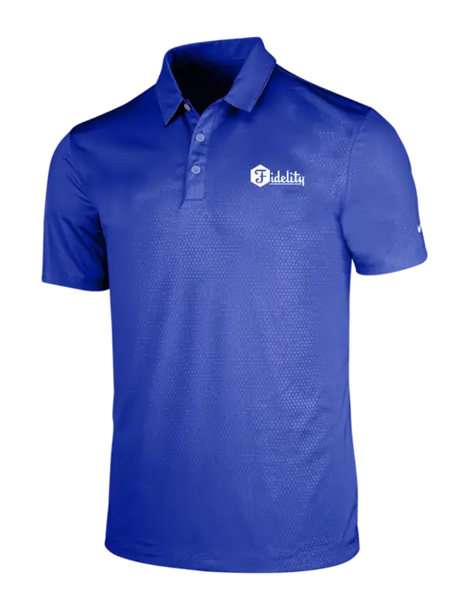 NIKE Dark Royal Dri-Fit Embossed Tri-Blade Polo w/Fidelity Bank Logo