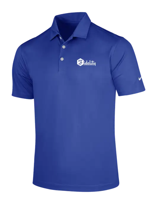 NIKE Dark Royal Dri-Fit Vertical Mesh Polo w/Fidelity Bank Logo