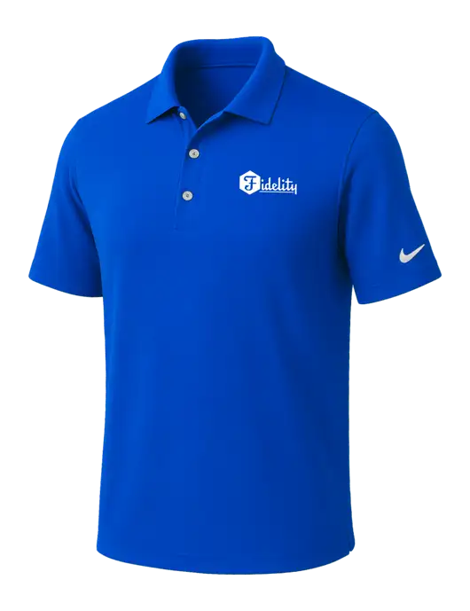 NIKE Royal Dri-Fit Micro Pique Polo w/Fidelity Bank Logo
