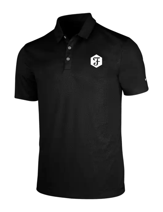 NIKE Black Dri-Fit Embossed Tri-Blade Polo w/Fidelity Bank Logo
