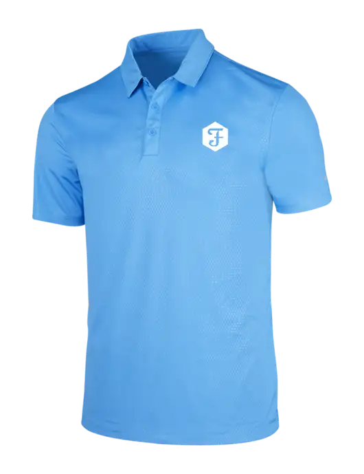 NIKE Light Royal Blue Dri-Fit Embossed Tri-Blade Polo w/Fidelity Bank Logo