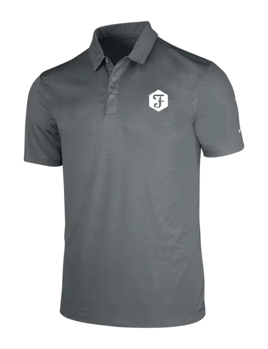 NIKE Medium Grey Dri-Fit Embossed Tri-Blade Polo w/Fidelity Bank Logo