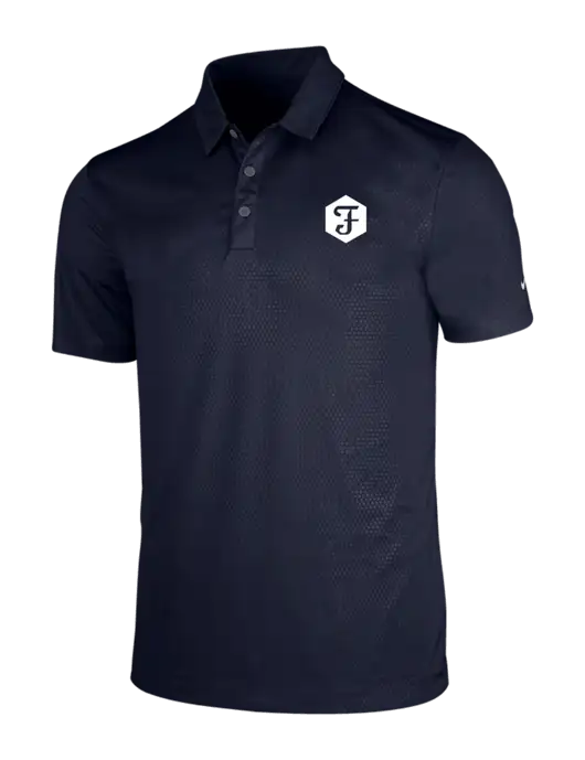 NIKE Dark Navy Dri-Fit Embossed Tri-Blade Polo w/Fidelity Bank Logo