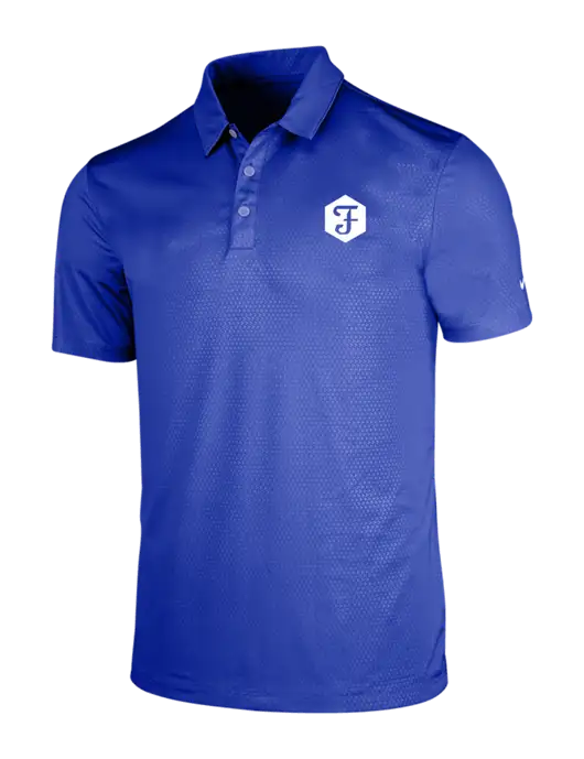 NIKE Dark Royal Dri-Fit Embossed Tri-Blade Polo w/Fidelity Bank Logo
