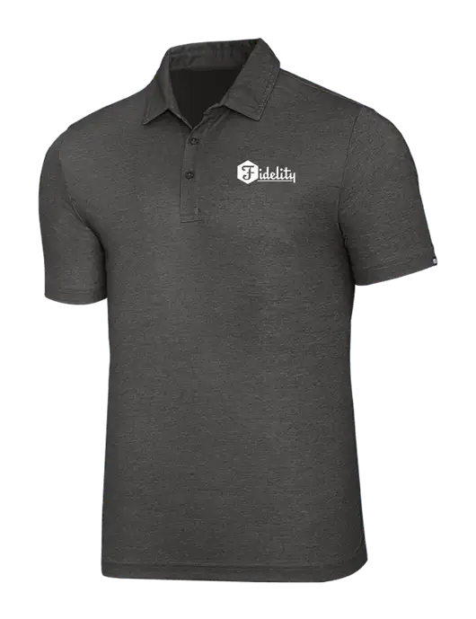 TravisMathew Black Heather Oceanside Polo w/Fidelity Bank Logo