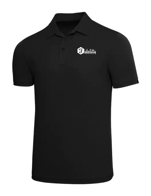 TravisMathew Black Solid Oceanside Polo w/Fidelity Bank Logo