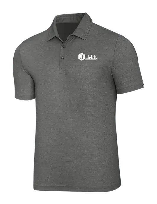 TravisMathew Grey Heather Oceanside Polo w/Fidelity Bank Logo